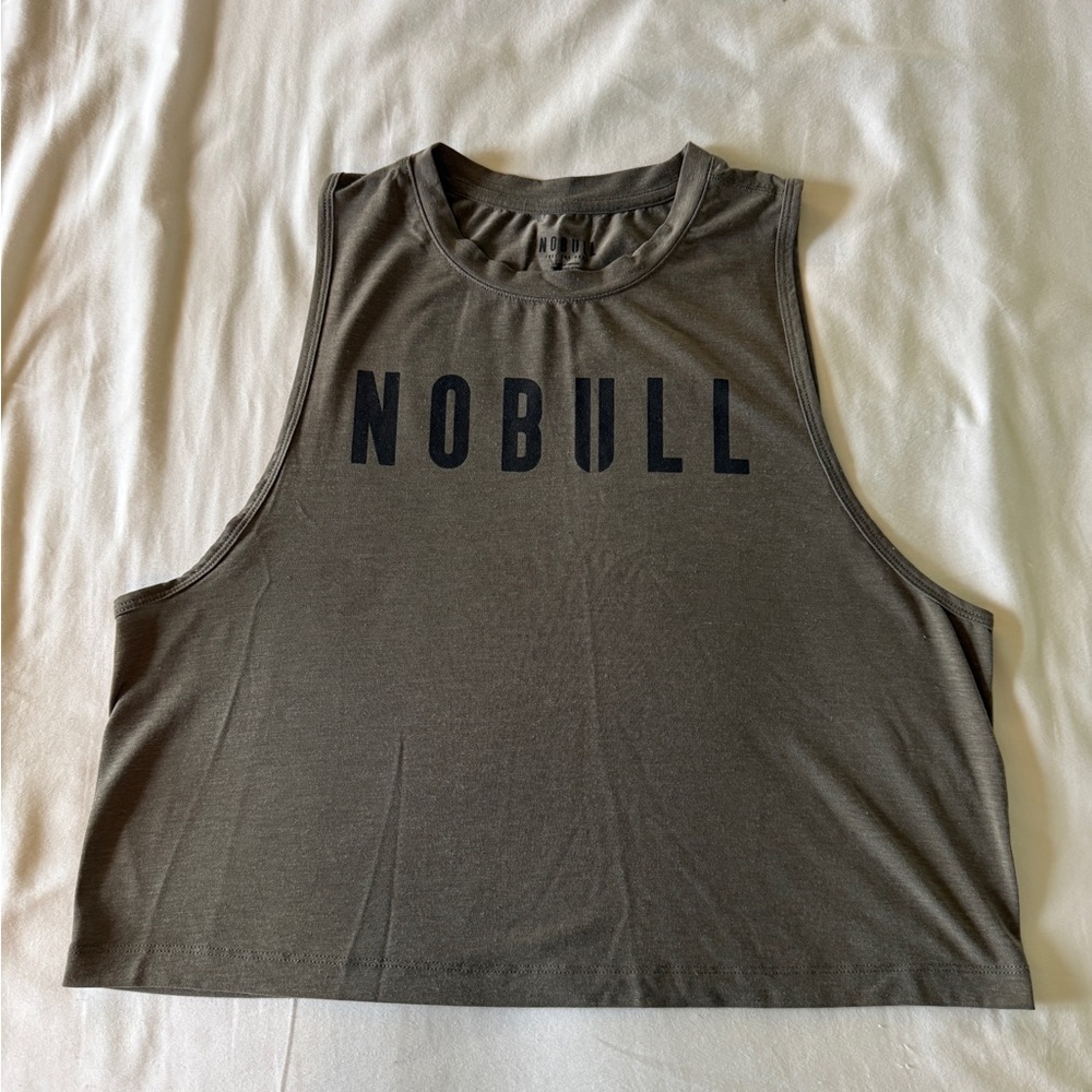 adidas Olive Green Crop Tank with Black Logo